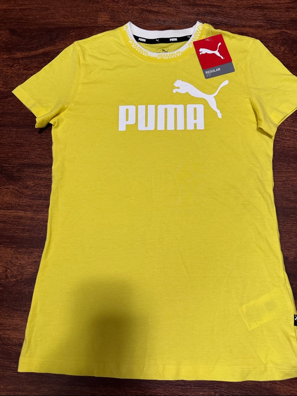 Puma Yellow Women's Logo Tee with White Puma Print
